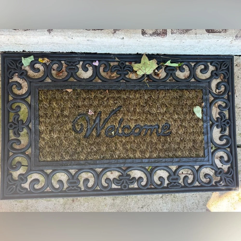 Brown Welcome Doormat with Black Border